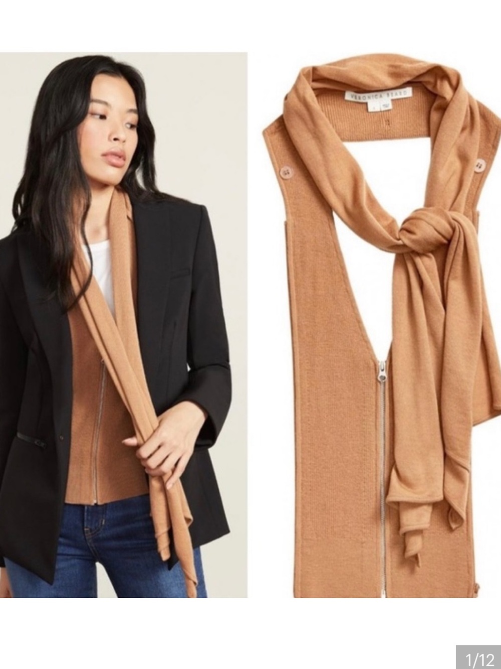 Veronica Beard Scarf Dickey Size 00-14 Merino Wool